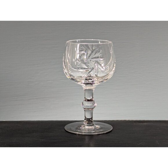 Set Of 8 Clear Pinwheel Crystal Wine Goblets, Bohemian European hand cut crystal - Picture 4 of 10